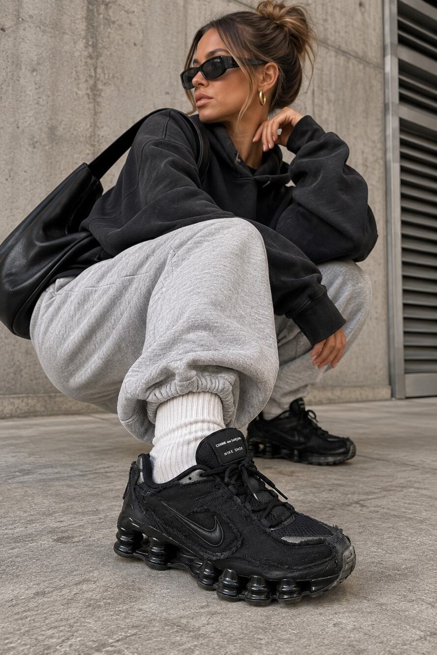 Comme des Garcons x Nike Shox TL Black Womens 8 CDG CJ0546-001 2019 Rare
